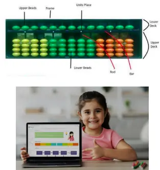 Child learning Abacus online with expert guidance, improving mental math skills and accuracy in calculations.