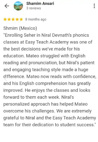 Happy parents and students sharing positive reviews of Easy Teach Academy's online classes