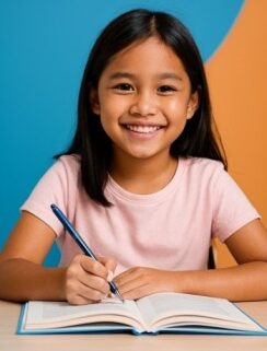 Happy student learning Singapore Maths online with Easy Teach Academy