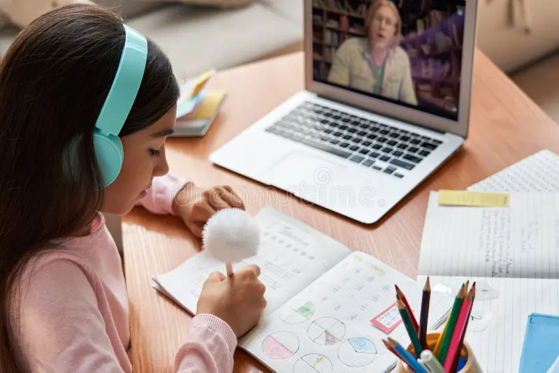 Middle school student learning advanced math concepts